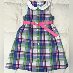 Florence Eismann button front plaid dress with belt sz 8 EUC Smoke free home